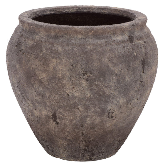 SAFAVIEH Outdoor - Ramsey Planter Pot with Drainage - Antique Brown Ficonstone Cement - Weather Resistant - Ideal for Patio, Garden, Backyard, 14.2" Wx 14.2" D x 13" H (PAT1553A)