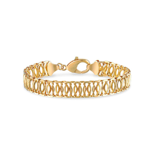 Barzel 18K Gold Plated Mesh Bracelet for Women, 7.5 Inches 9mm wide- Made in Brazil