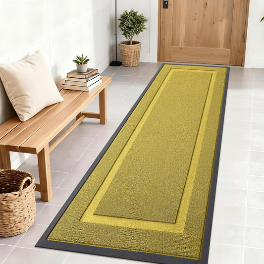 OLANLY Waterproof Front Door Mat - All-Season Indoor/Outdoor Doormat, Easy Clean, 71x23, Lime Green
