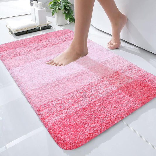 OLANLY Bathroom Rug Mat - Extra Soft Microfiber Non-Slip Bath Carpet | 24x16 Inches, Pink