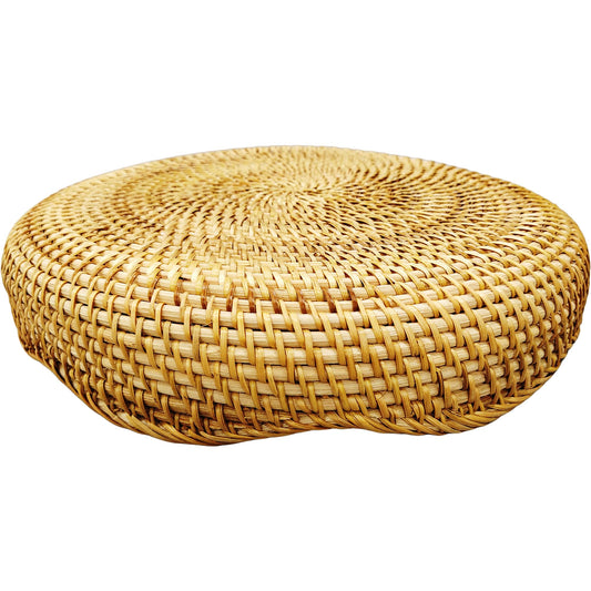 chicapica Large 16" Handwoven Rattan Serving Tray & Fruit Basket, Natural Wicker Decorative Bowl for Kitchen Island, Rustic Farmhouse Entryway Organizer & Boho Table Centerpiece