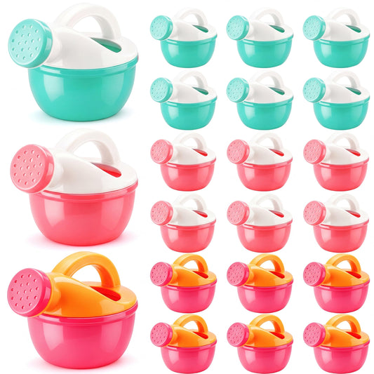 Sieral 20 Pcs Mini Plastic Watering Cans Bulk 3.5 Inch Small Portable Watering Pot Can for Garden, Indoor Outdoor Plants, Flower, Succulents, House Plants, Beach Sand and Water Play Yellow, Pink, Blue