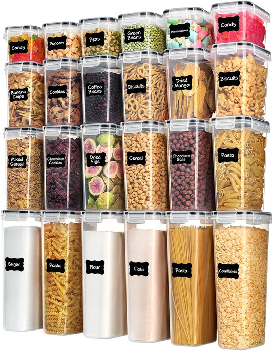 Vtopmart Airtight Food Storage Containers - 24 Pcs BPA-Free Plastic Canisters for Kitchen Organization | Black
