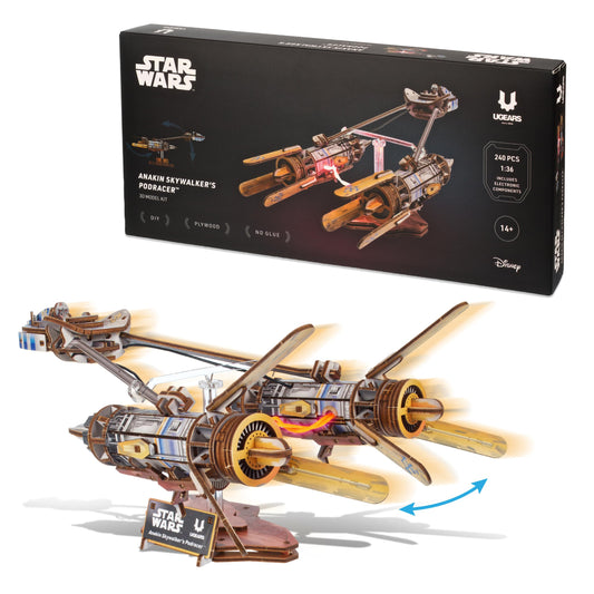 UGEARS Star Wars ™ Anakin Skywalker's Podracer ™ Wooden 3D Puzzles for Adults - 3D Puzzle, Wooden Model Kits for Adults, Hobby Model Kit, Wood Puzzles Adult, Brain Teaser Adult Model Building Kits