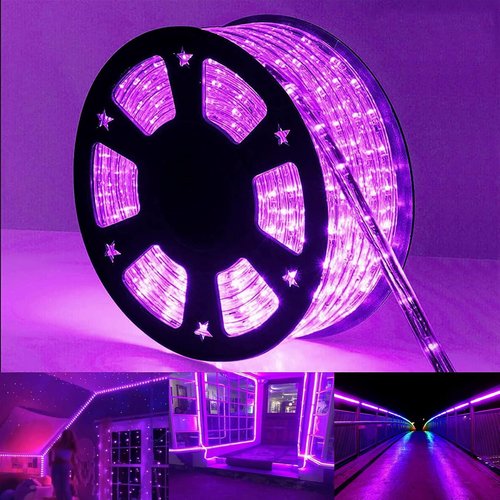 50ft 360 LED Rope Lights - Waterproof Connectable Tube Lights with 8 Modes | Purple Outdoor & Indoor Decor