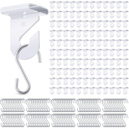 Outus 240 Packs Drop Ceiling Hooks for Hanging Ornament Classrooms & Offices, White Heavy Duty Ceiling Hooks Tile Metal Hangers for Hanging Plants Home, and Wedding Decorations Supplies