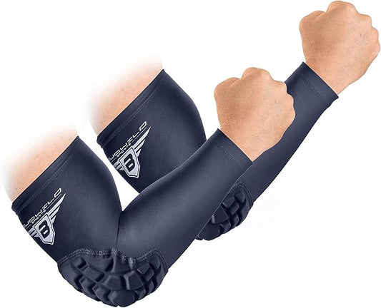 Bucwild Sports B Padded Elbow Arm Sleeves for Basketball Football Volleyball Youth & Adult Size Pads (1 Pair)