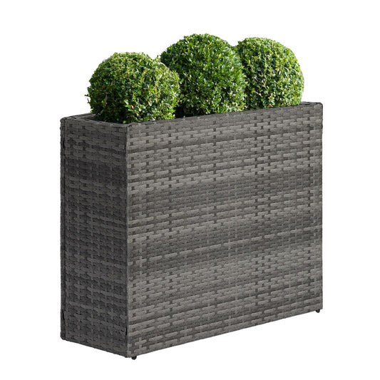 SUNNYPARK Tall Rectangular Planter with Removable Liner, All-Weather PE Rattan Large Modern Planters Indoor Outdoor Flower Plant Pots Garden Box Patio Yard Front Porch Deck