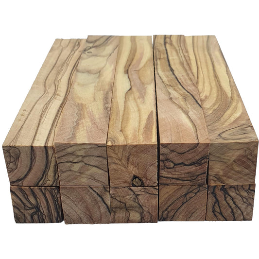 Zuluf 10 Authentic Bethlehem Olive Wood Pen Blanks with Certificates - BLANK104, Exotic Holy Land Wood Turning Blanks, 0.75" x 0.75" x 5" - Ideal for Pen Making, Woodturning, & Carving Projects