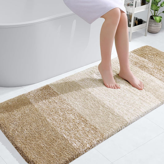 OLANLY Large Bathroom Rugs - Extra Soft Microfiber Mat 44x32 | Quick Dry, Machine Washable, Tan