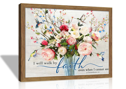 Dytila Bible Verses Wall Decor - Wood Framed 16x24 Inch Scripture Wall Art, Floral spiritual Paintings, Inspirational Religious Canvas Prints, Christian Faith Based Gifts for Home & Office