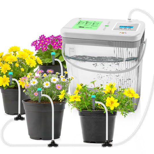 RUNWUSHENG Indoor Drip Irrigation System with 2-Gallon Water Tank, Touch Night Light & Programmable Timer-Self-Watering Kit for 10 Potted Plants