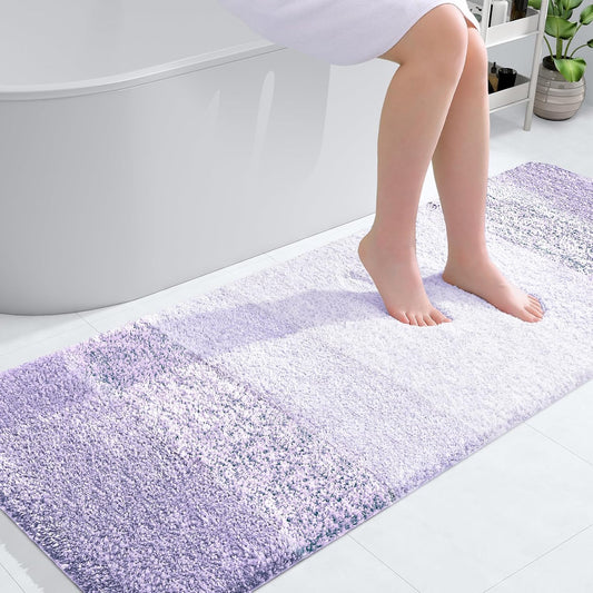 OLANLY Bathroom Runner Rug - Extra Soft Microfiber Mat 59x24 | Quick Dry, Washable, Light Purple