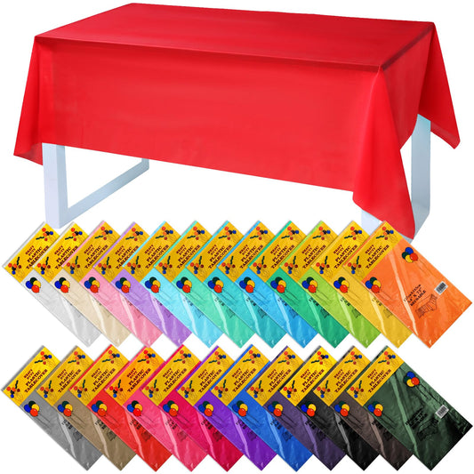 Newwiee 23 Pack Colorful Plastic Tablecloths 54" x 72" Disposable Rainbow Table Cloths for Rectangle Tables Waterproof Neon Table Covers for Fiesta Birthday Party Decoration, 23 Assorted Colors