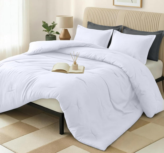 Utopia Bedding King Comforter Set - 3 Piece White Down Alternative Soft Bedding | 90 x 102 Inches