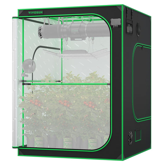 VIVOSUN P558 60"×60"×80" PRO Grow Tent, with Thick 1 inch Poles, Strengthened High Reflective Mylar Oxford Fabric, Extra Hanging Bars & High CFM Kit for Hydroponics Indoor Plant for AeroLight A200SE×3