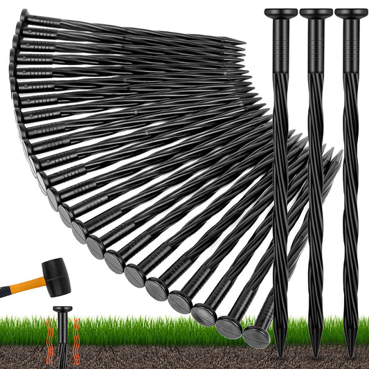 NEUERMOND 200 Count Plastic Landscape Edging Anchoring Stakes 8-Inch Garden Lawn Yard Landscaping Spikes for Paver Edging, Weed Barrier, Tent, Artificial Turf & More