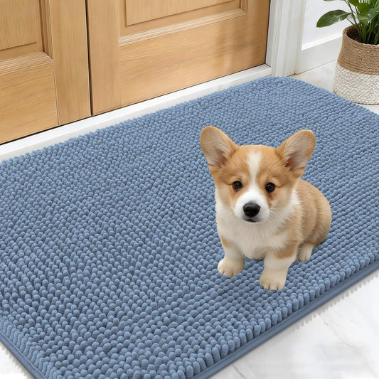 OLANLY Dog Door Mat - Absorbent Non-Slip Washable Doormat for Muddy Paws | 24x16, Airy Blue