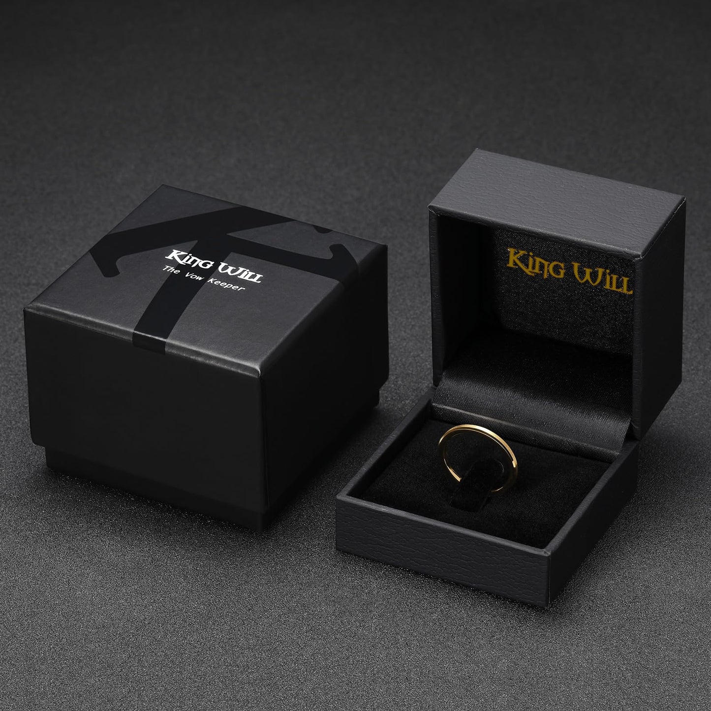 King Will 2mm Gold Tungsten Wedding Band Basic Wedding Ring For Men with Brushed Matte Surface Beveled Polished Edge Comfort Fit 8
