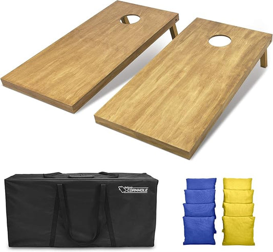 GoSports 4 ft x 2 ft Regulation Size Wooden Cornhole Boards Set - Includes Carrying Case - Full Regulation Size Bean Bag Toss Boards