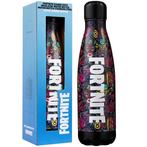 Fortnite Water Bottle for Adults & Teens 500ml, Insulated Stainless Steel Metal Flask for 24 Hours Hot & Cold Drinks, Eco-Friendly BPA Free, Gifts for Her & Him (Multi Fortnite)