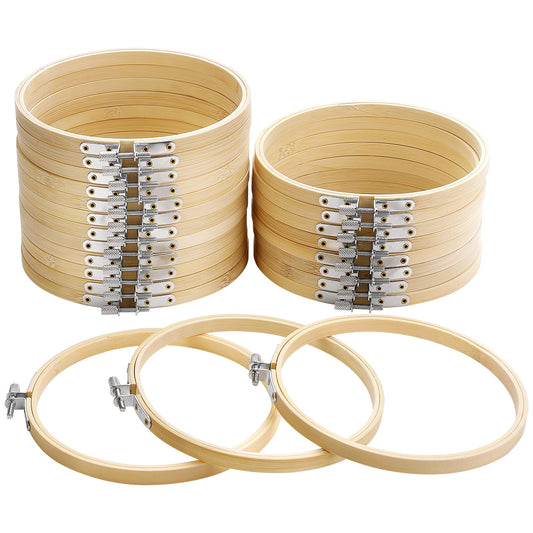 Caydo 24 Pieces 6 Inch Embroidery Hoops Bulk, Cross Stitch Hoop Ring for Needlework Art Craft and Wall Decoration