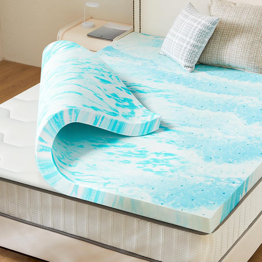 Sweetcrispy Memory Foam Mattress Topper - 2 Inch Thick Gel-Infused Cooling Pad for California King Bed | CertiPUR US Certified, Ventilated