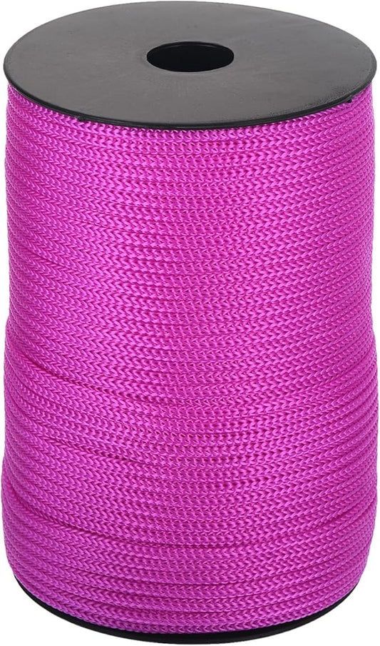 MECCANIXITY 5/32 Inch Polypropylene Rope Braided Ropes, 328ft Camping Rope Hollow Utility Cord for Clothesline, Hiking, Outdoor, Rose Red