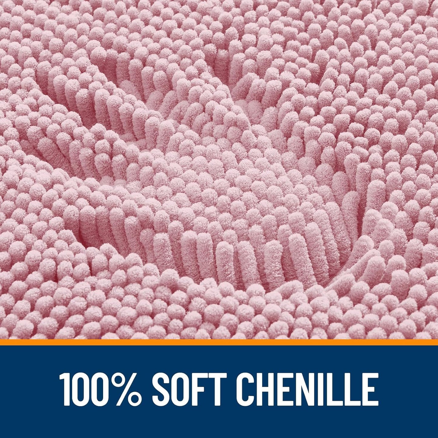 OLANLY Bathroom Runner Rugs - Soft Absorbent Chenille Bath Mat | Quick Dry, Machine Washable, 47x17, Dusty Rose