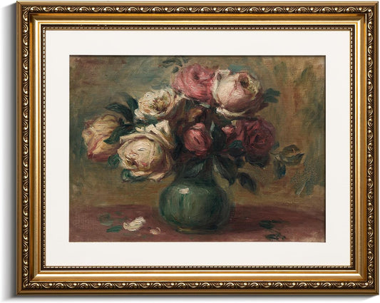 VIYYIEA Gold Framed Wall Art - Vintage Botanical Canvas Print for Rustic Home Decor | 13x16in