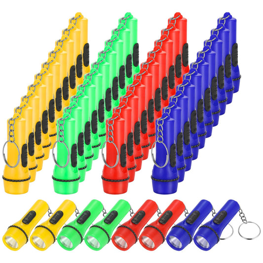 Boao Mini Flashlight Keychain Set, 48 Pieces Assorted Colors, Lightweight Plastic, Portable for Hiking and Camping