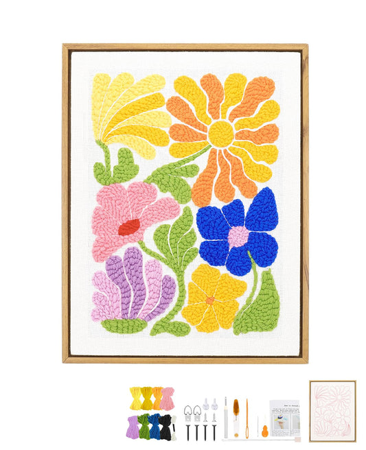 Acelist 16 Inch Punch Needle Kit with Frame, Easy Punch Embroidery Kits for Beginners, Adults & Kids Craft Kits, Picture Frame as Home Wall Décor, Pattern Fabric,Threader, Yarns, Hoops & Rug Punch