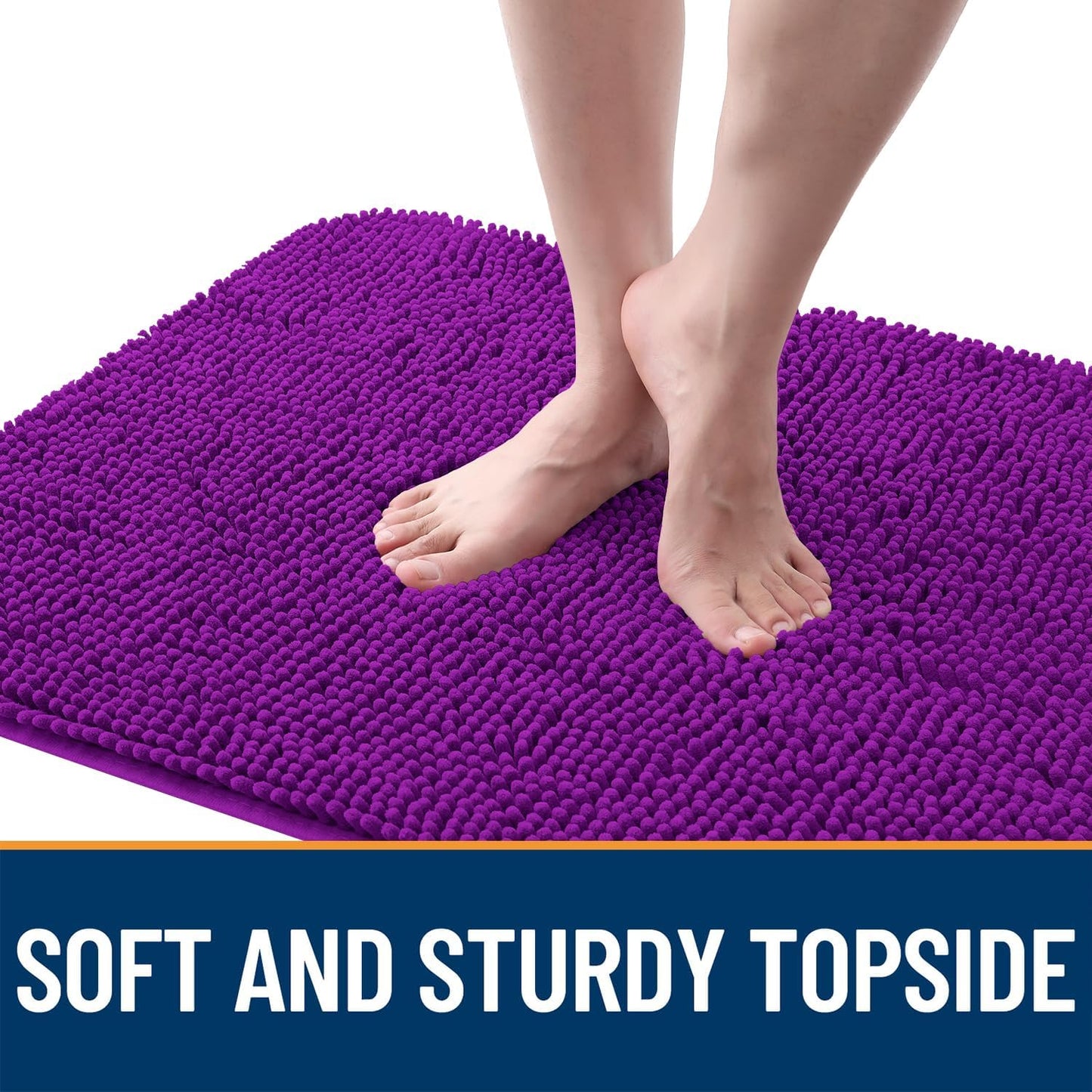 OLANLY Dog Door Mat - Absorbent Non-Slip Washable Doormat for Muddy Paws | 59x35 Purple Chenille Mat