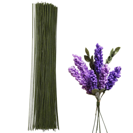 BEADNOVA Floral Stem Wire 200pcs 18 Gauge Fake Flower Stems Green Floral Wire for Flower Arrangement Florist DIY Bouquet (Dark Green, 200 Pcs)