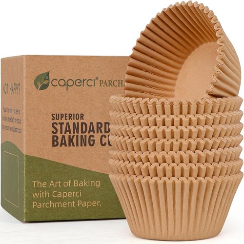 Caperci Parchment Cupcake Liners - 225 Pcs Standard Muffin Cups with Greaseproof, Non-Stick Design (Natural)