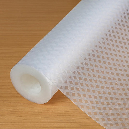 Hersvin Shelf Liners 20 in x 20 ft EVA Drawer Mats, Non-Adhesive Cupboard Protector, Kitchen Cabinet Lining Fridge Liner (Clear Crossed Stripe, 50.8x610cm)