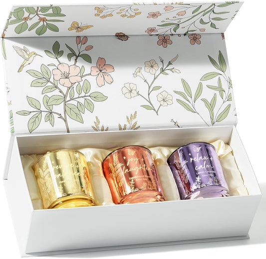 Skiennix Scented Candle Set - 3 Pack Soy Candles for Home | Perfect Gifts for Women - Vanilla Coconut, Sandalwood Rose, Lemon Lavender