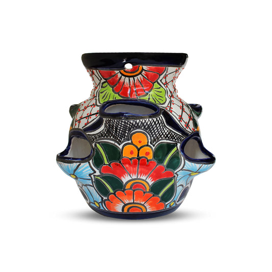 Evergreen Garden Talavera Mexican Strawberry Pottery Ceramic 10 inch Plant Pots | Flower Pots for Indoor Plants | Succulent Planters (10 in. Sky Blue)