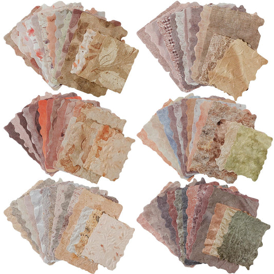 168 Pcs Textured Scrapbook Paper Assorted Set, 6 Pack Embossed Scrapbook Supplies Kit Mixed Special Printed Rice Paper for Scrapbooking Planner Bullet Junk Journal Decoupage Supply Mixed Media Collage