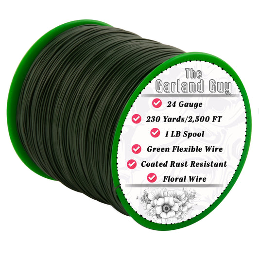 24 Gauge Floral Wire – 230 Yards Green Flexible Paddle Wire (1 lb Spool) for Crafts, Wreath Making, Garland, Floral Arrangements, Christmas Tree Decor and Holiday Decorating