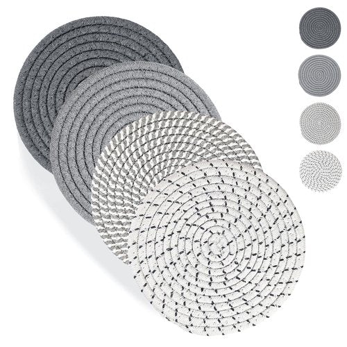 7 Inches Trivets for Hot Dishes, Hot Pots and Pans, 4Pcs Thick Heat Resistant Trivet Mats for Kitchen，Pot Holders for Kitchen Counter, Table, Home Essentials, Kitchen Decor for Table Countertops