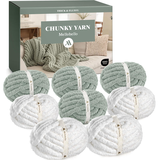Jumbo Chenille Chunky Yarn for Crocheting - Super Bulky Fluffy Chunky Yarn for Hand Knitting - Extra Thick Soft Blanket Big Yarns 8 Jumbo Pack (27yds,8 oz Each Skein)