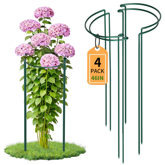 TCBWFY 4-Pack Plant Supports,16" Wx46 H Half Round Plant Support Stakes,6mm Thick Heavy-Duty Metal Peony Cage,Tall Garden Plant Support for Peony,Tomato,Hydrangea,Rose,Outdoor Flower Plant Stakes