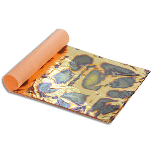 Barnabas Blattgold Variegated Gold Leaf, Color Light Blue [25 Sheets, 5.5 inch], Metal Foil Leaf for Painting, Arts and Crafts