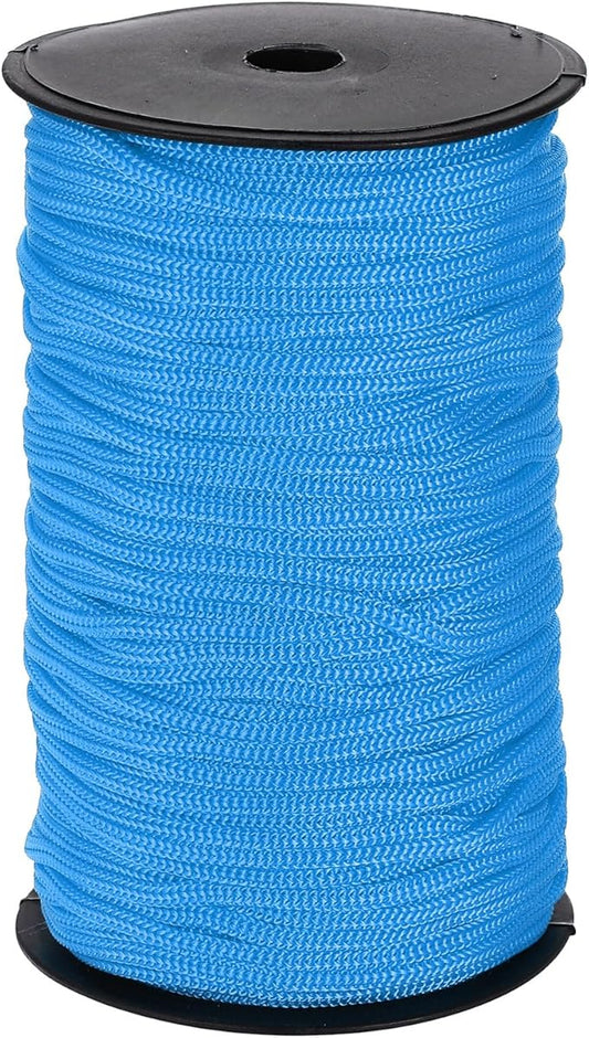 MECCANIXITY 3/16 Inch Polypropylene Rope Braided Ropes, 328ft Nylon Rope Hollow Utility Cord for Clothesline, Camping, Hiking, Outdoor, Lake Blue