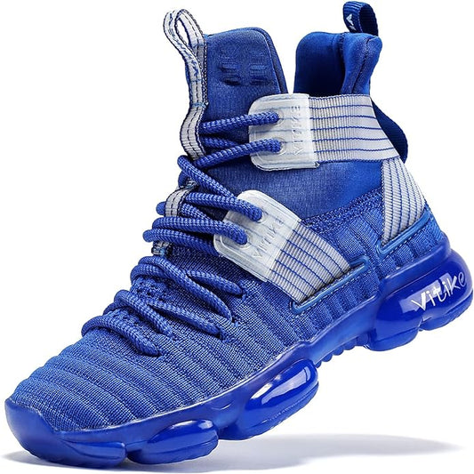 VITUOFLY Kids Basketball Shoes Boys Air Cushion Sneakers Girls Mid Top School Hoops Shoes Non-Slip Outdoor Sports Running Gym Comfortable Durable Little Kid/Big Kid