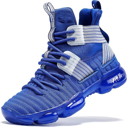 VITUOFLY Kids Basketball Shoes Boys Air Cushion Sneakers Girls Mid Top School Hoops Shoes Non-Slip Outdoor Sports Running Gym Comfortable Durable Little Kid/Big Kid