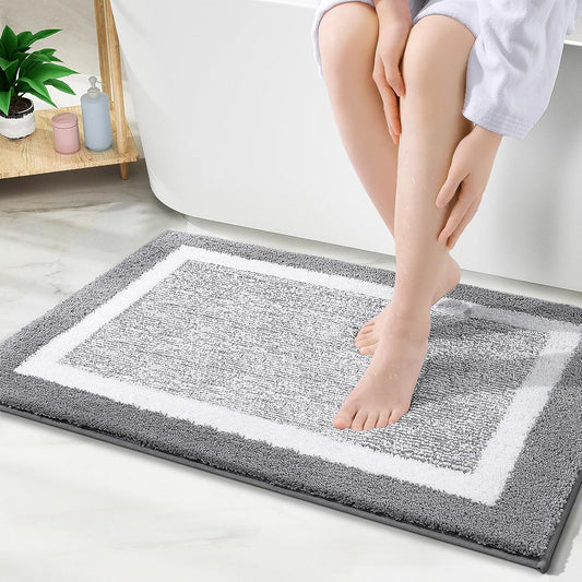 OLANLY Bathroom Rugs - Extra Soft Microfiber Bath Mat | Non-Slip, Quick Dry, 30x20, Grey