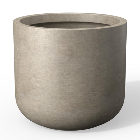 Kante Round Concrete Planter, 17.3 Inch Dia Classic-Style Large Pot with Drainage, Patina Concrete Finish with Painted Interior, for Indoor & Outdoor Plants, Home, Patio and Garden