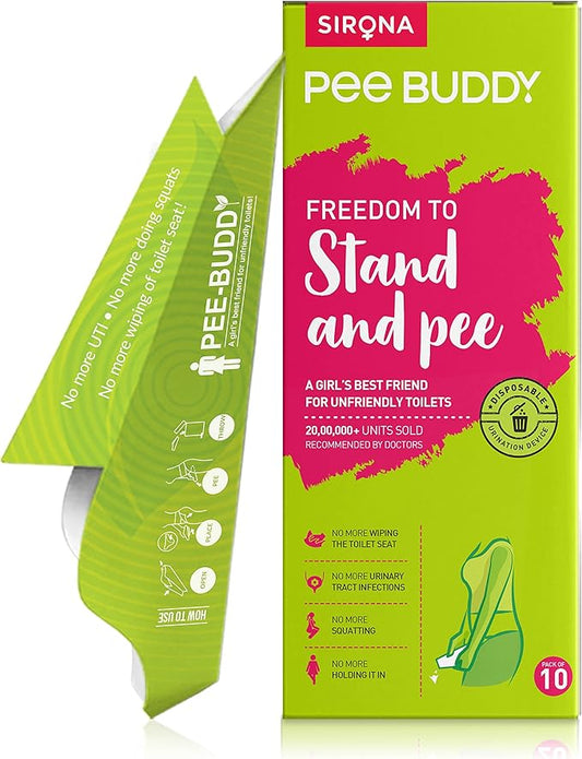 PeeBuddy 10 Funnels Female Urination Device | No Mess Disposable Urinal Funnel|Travel, Camping, Hiking, Festivals, and Outdoor Activities | Paper Based Stand and Pee Funnel for Women, Girls